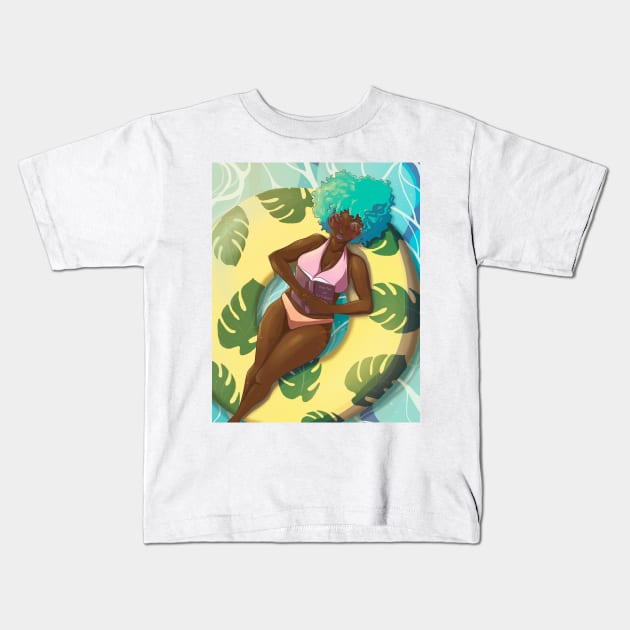 Pool Girl Kids T-Shirt by Cosmic Holiday Studios